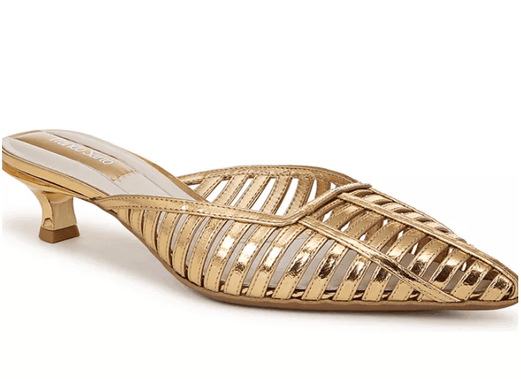 Franco Sarto | Marlina Fisherman Kitten Heel Faux Leather Mules