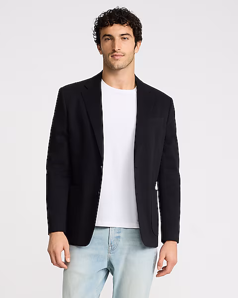 Slim Black Washable Cotton Stretch Chino Blazer