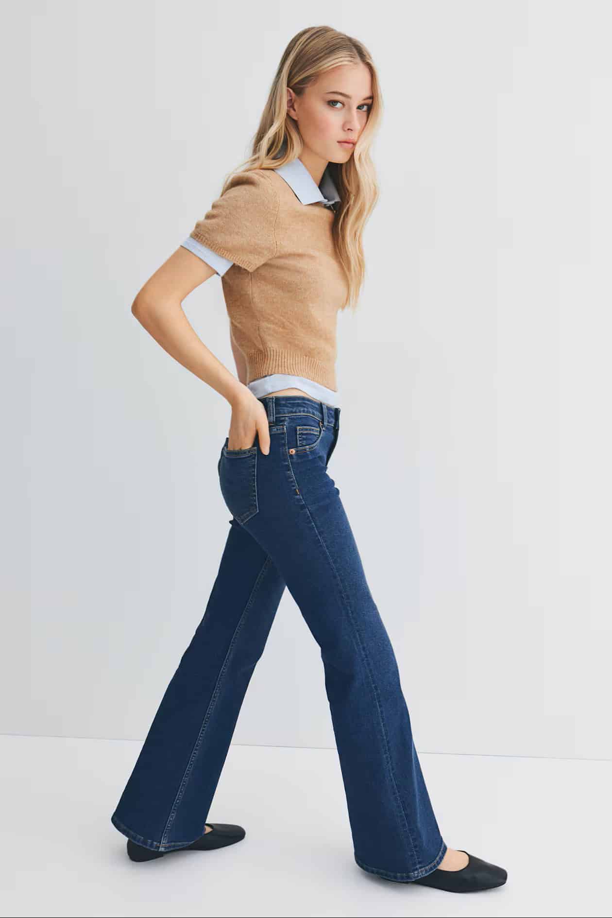 Low Rise Flared Leg Jeans