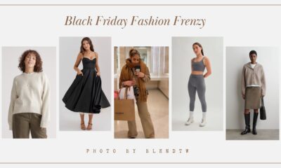 A bustling scene of shoppers eagerly browsing trendy clothing during a Black Friday sale event.