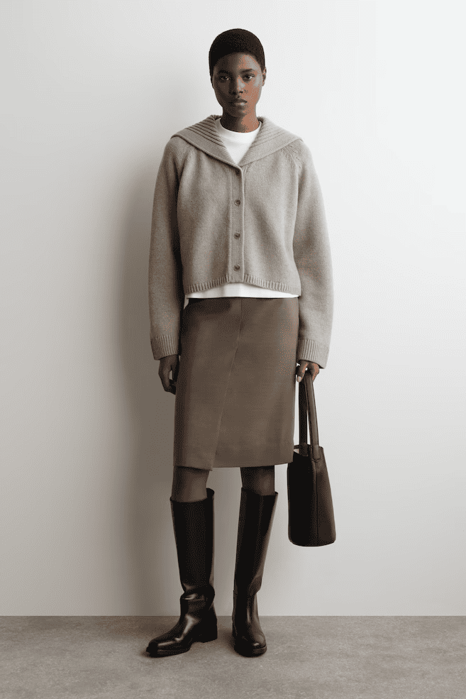 SAILOR-COLLAR WOOL CARDIGAN